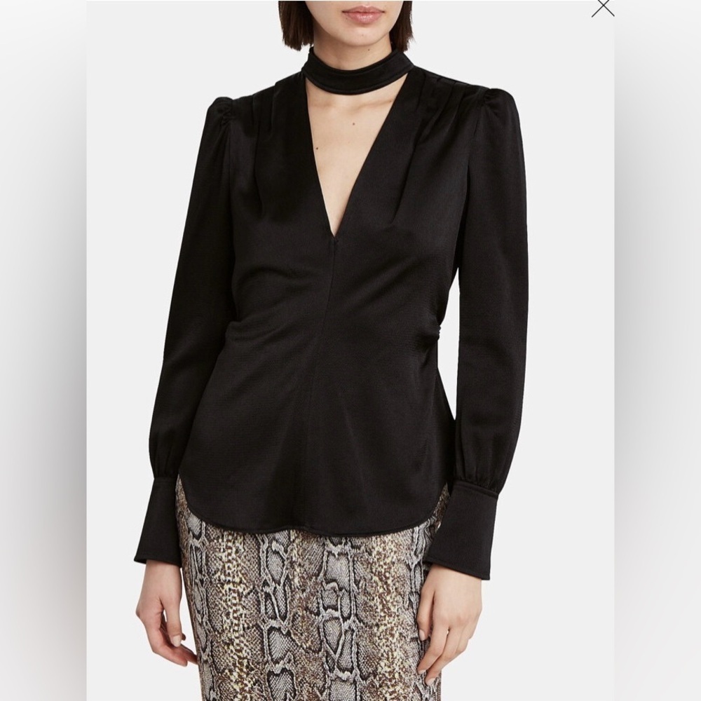 A.L.C. Hirsch Keyhole Crepe Blouse in Black Size 4